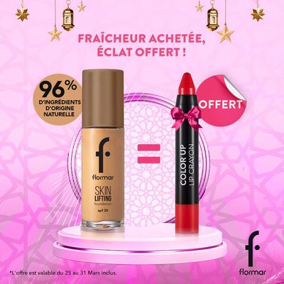 Promos de Parfumeries et Beauté à Dar Bouazza |  Fraîcheur Achetée, Éclat Offert! sur FLORMAR | 25/03/2024 - 31/03/2024