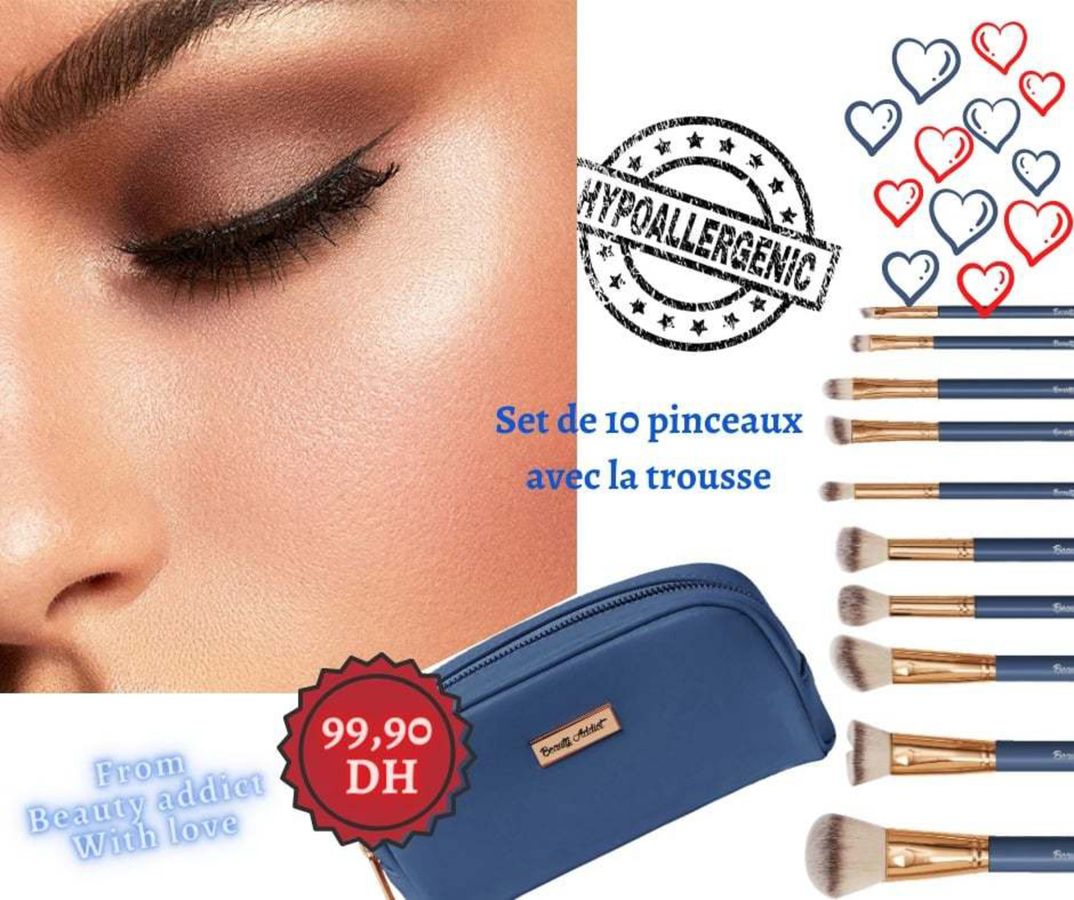 Nouvelles Offres BIM Septembre 2024 | Set de 10 Pinceaux de Maquillage avec Trousse Hypoallergénique