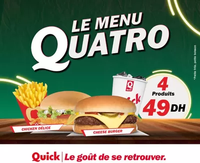 Promos de Restaurants | Le Menu Quatro 1 sur Quick | 07/11/2024 - 21/11/2024