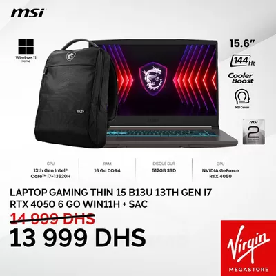 Catalogue Virgin Megastore à Rabat | LAPTOP GAMING THIN and CYBORG | 15/11/2024 - 22/11/2024