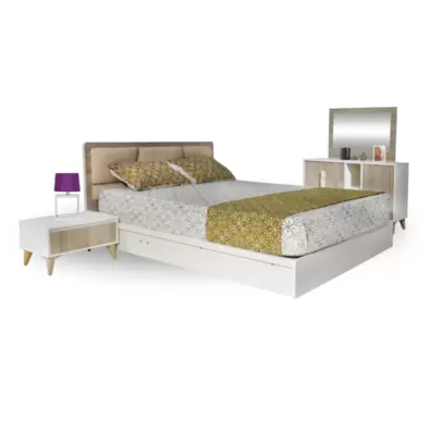 PACK MADISON LIT+SOMMIER AVEC RANGEMENT+ 2 CHEVETS +COMMODE offre à 6990 Dh sur Yatout