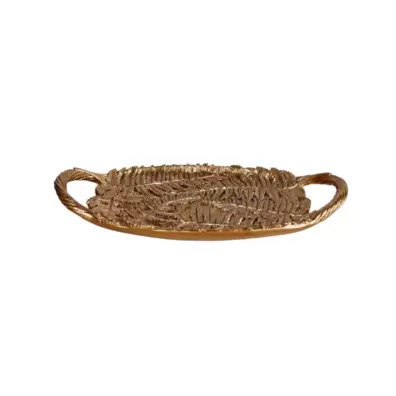 FOUGERE PLATEAU DECORATIVE  OVAL DEPOLYRESIN DOREE 28×15.5×3.3CM offre à 99 Dh sur Yatout