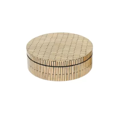 TAY BOITE ROND EN BAMBOU MOTIF LIGNES NOIR GF 25x8CM offre à 249 Dh sur Yatout