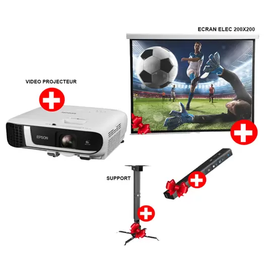 PACK VIDEO PROJECTEUR EPSON+ECRAN ELEC 200X200+SUPPORT+POINTEUR LASER offre à 11990 Dh sur Tangerois