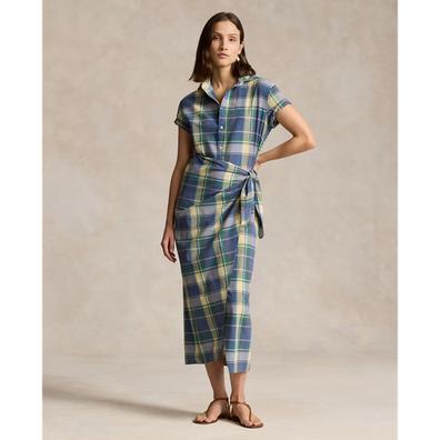 Plaid Cotton Faux-Wrap Shirtdress offre à 31500 Dh sur Ralph Lauren