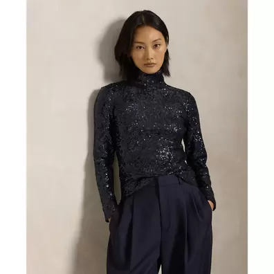 Sequinned Mesh Roll Neck offre à 52520 Dh sur Ralph Lauren