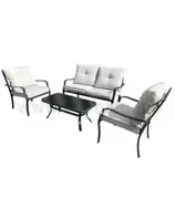 MEUBLES DE JARDIN SET 4 PLACES + TABLE BASSE + COUSSINS offre à 4590 Dh sur Bricoma