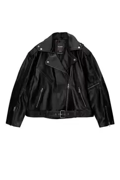 Blouson motard en cuir oversize offre à 2199 Dh sur Pull & Bear