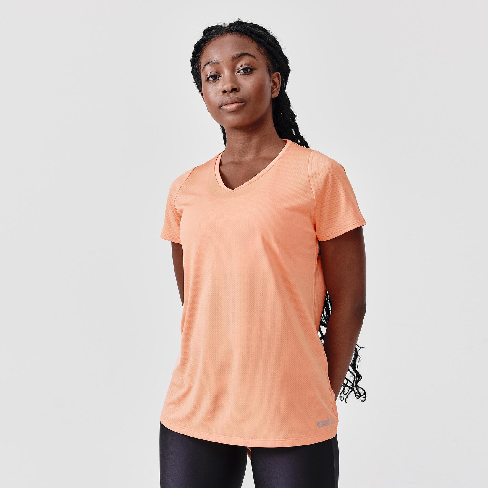 T-shirt manches courtes running respirant femme - Dry orange offre à 49 Dh sur Decathlon