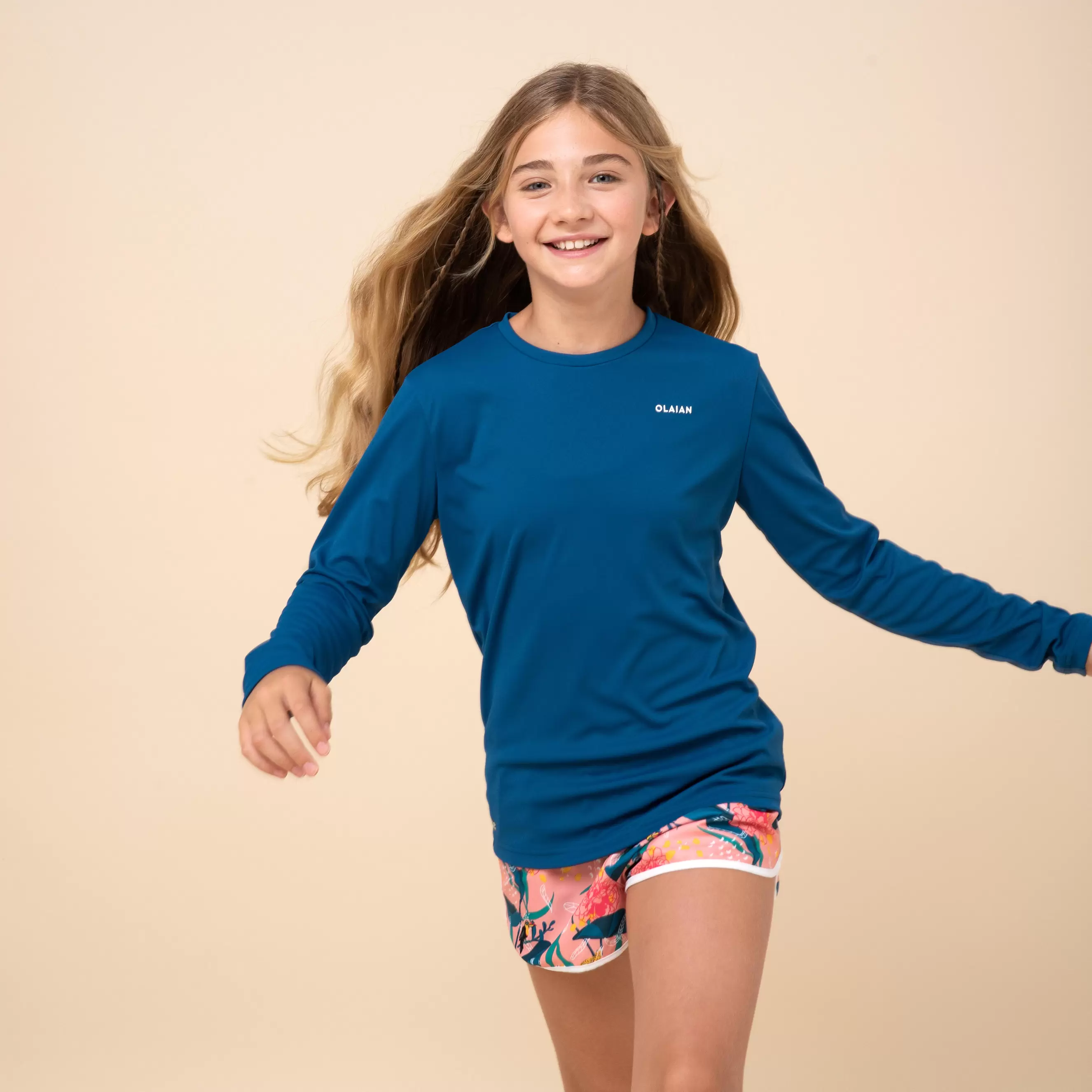 Water tee shirt anti UV surf manches longues junior bleu offre à 29 Dh sur Decathlon