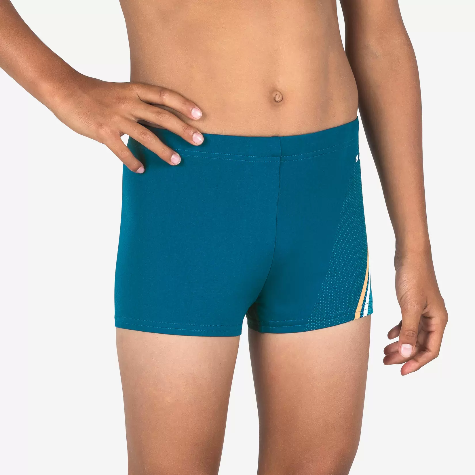 Boxer de Bain Natation Garçon - Fitib - Line Bleu / Beige offre à 79 Dh sur Decathlon