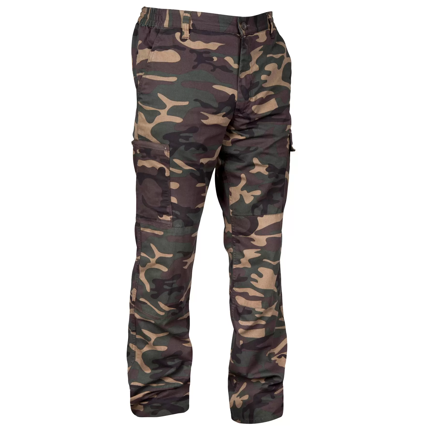 PANTALON CARGO RESISTANT STEPPE 300 CAMOUFLAGE WOODLAND VERT offre à 199 Dh sur Decathlon