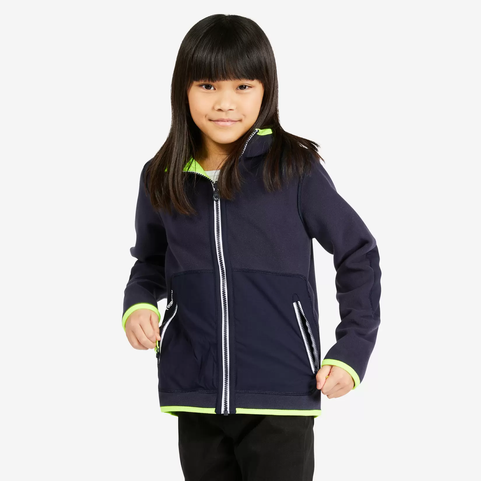 Veste polaire chaude réversible enfant Sailing 500 Bleu marine jaune fluo offre à 129 Dh sur Decathlon