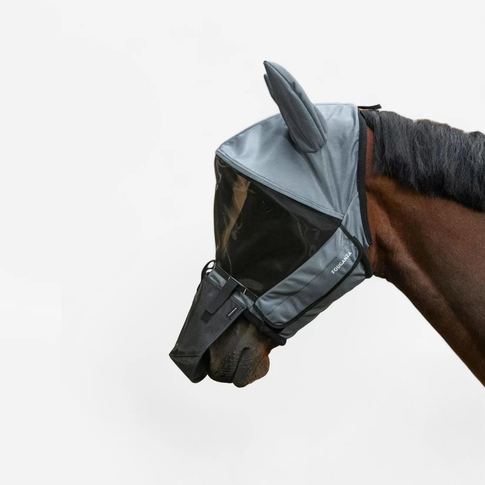 Masque anti-mouche équitation avec arceau Cheval et Poney - gris asphalte offre à 49 Dh sur Decathlon