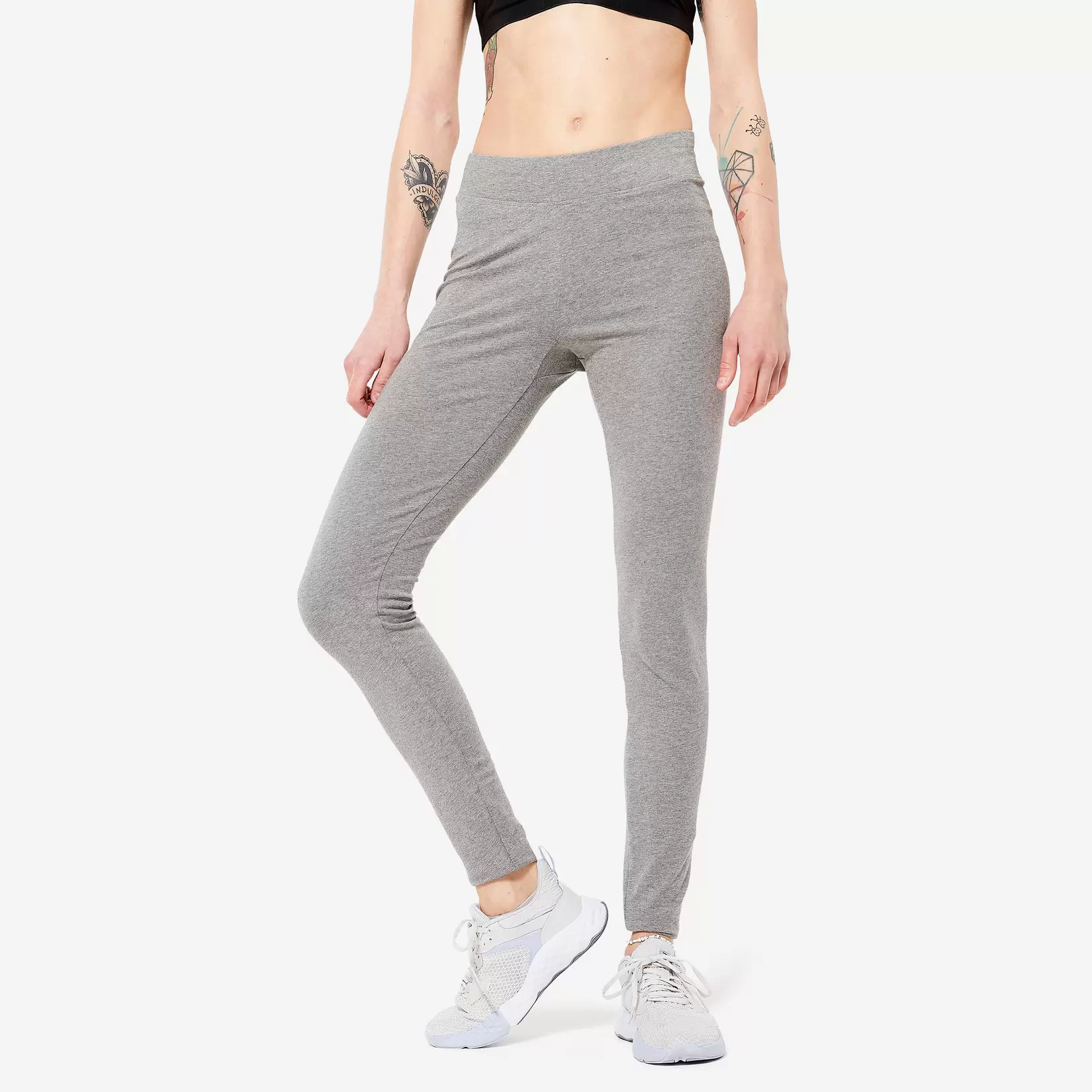 Legging fitness long coton extensible femme - Fit+ gris offre à 69 Dh sur Decathlon