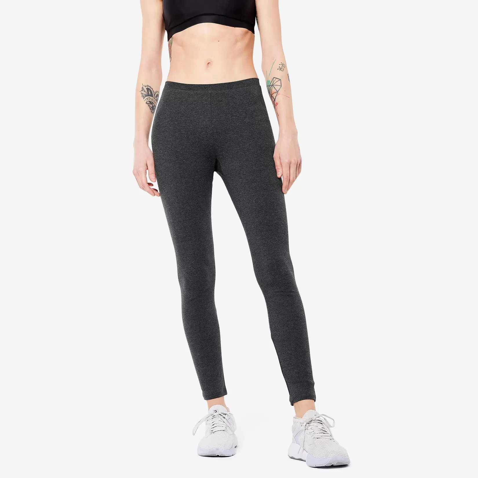 Legging fitness long coton extensible ceinture basse femme - Salto gris foncé ch offre à 59 Dh sur Decathlon