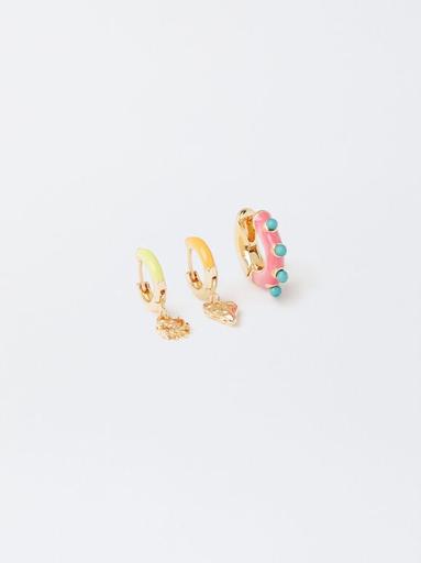 NEW Set Of Hoop Earrings With Enamel  Set Of Hoop Earrings With Enamel offre à 119 Dh sur Parfois