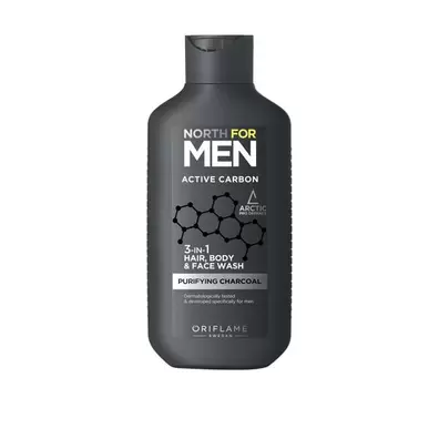 Nettoyant pour les Cheveux, le Corps et le Visage 3 en 1 North For Men Active Carbon offre à 79 Dh sur Oriflame