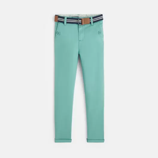 Pantalon chino en toile + ceinture vert Garçon offre à 339 Dh sur Okaidi