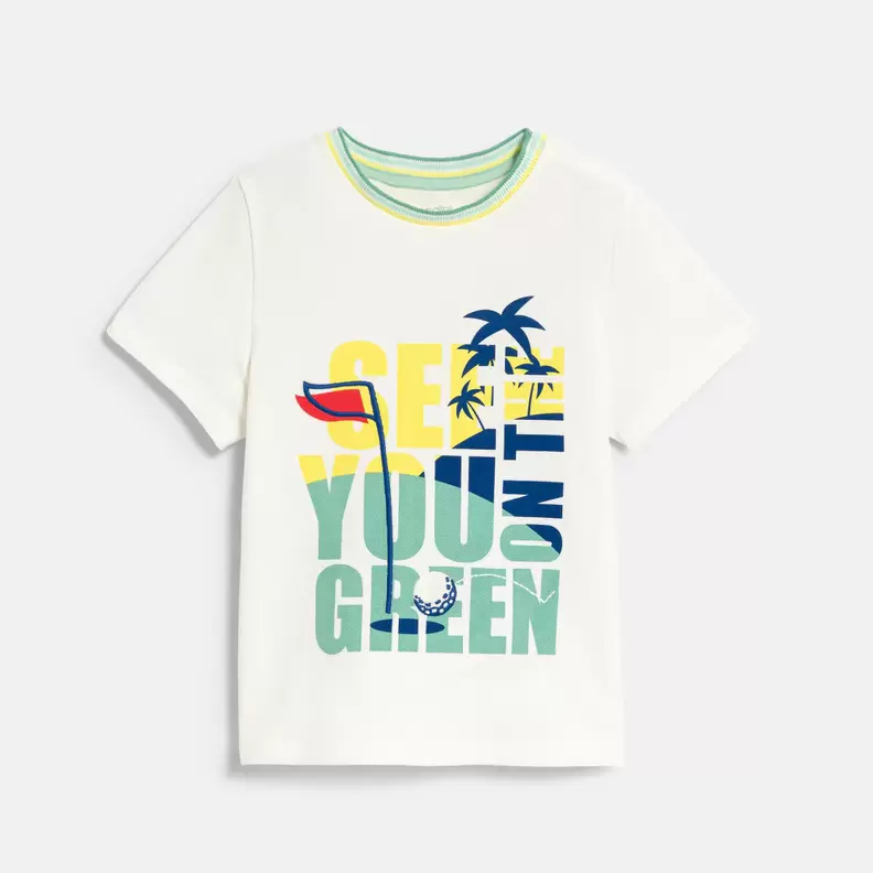 T-shirt maille piquée golf blanc bébé garçon offre à 149 Dh sur Okaidi