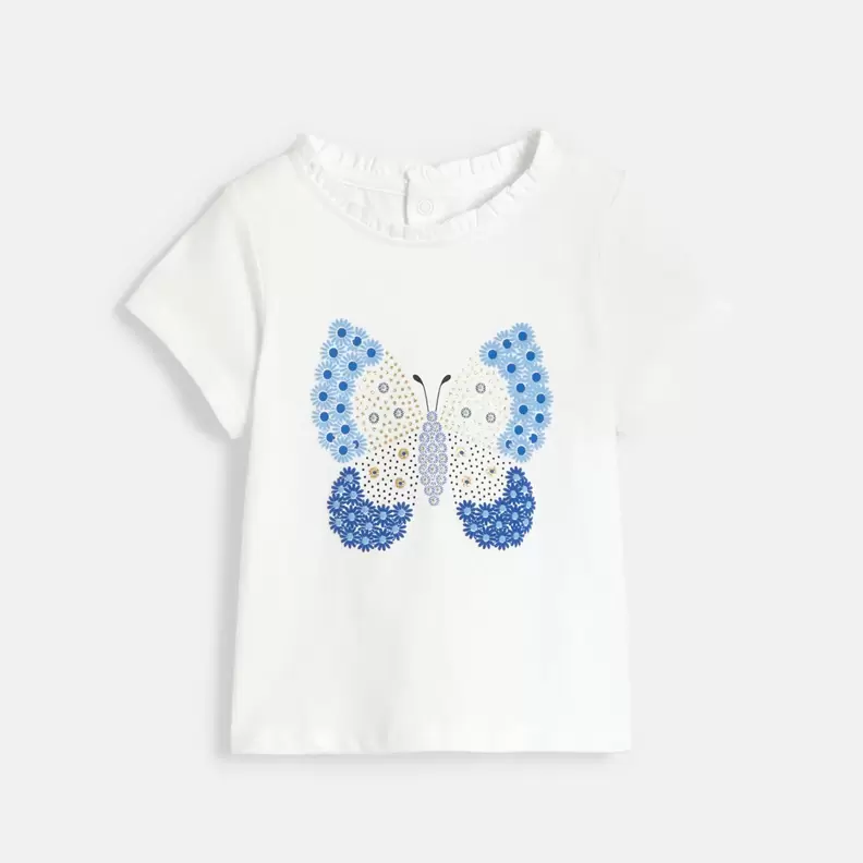 T-shirt papillon en relief blanc bébé fille offre à 71 Dh sur Okaidi