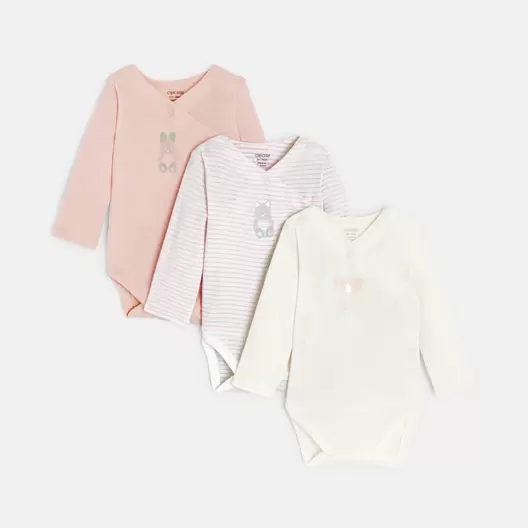 Body croisé manches longues bébé fille (lot de 3) offre à 249 Dh sur Okaidi