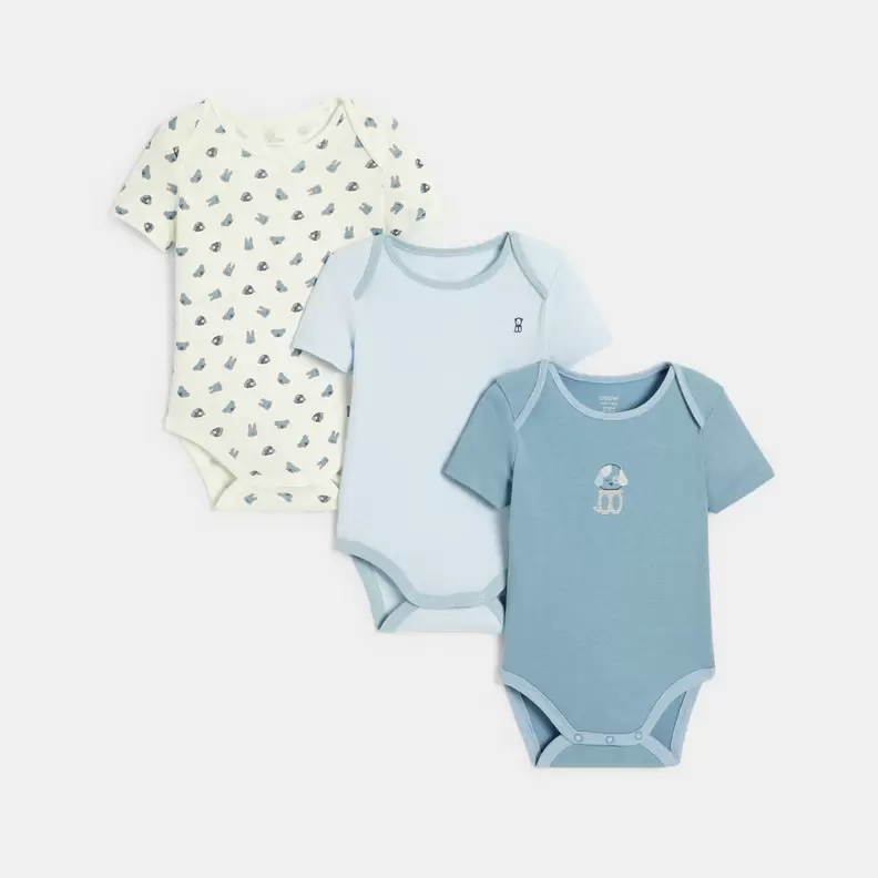 Body col us animaux (lot de 3) bleu naissance offre à 229 Dh sur Okaidi