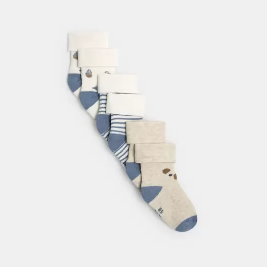 Chaussettes bouclettes bleu bébé garçon (lot de 3) offre à 109 Dh sur Okaidi