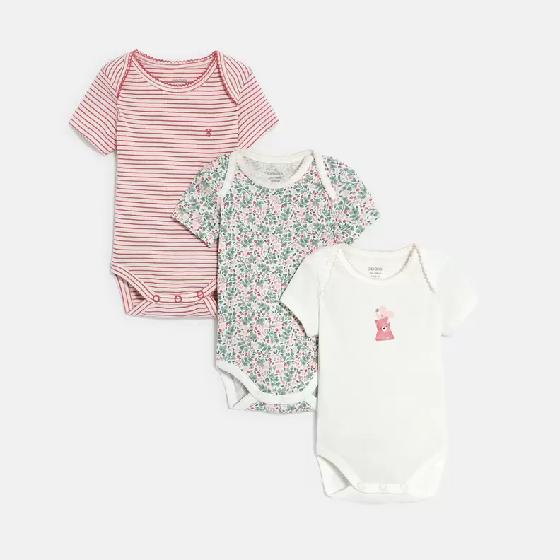 Body manches courtes vert bébé fille (lot de 3) offre à 229 Dh sur Okaidi