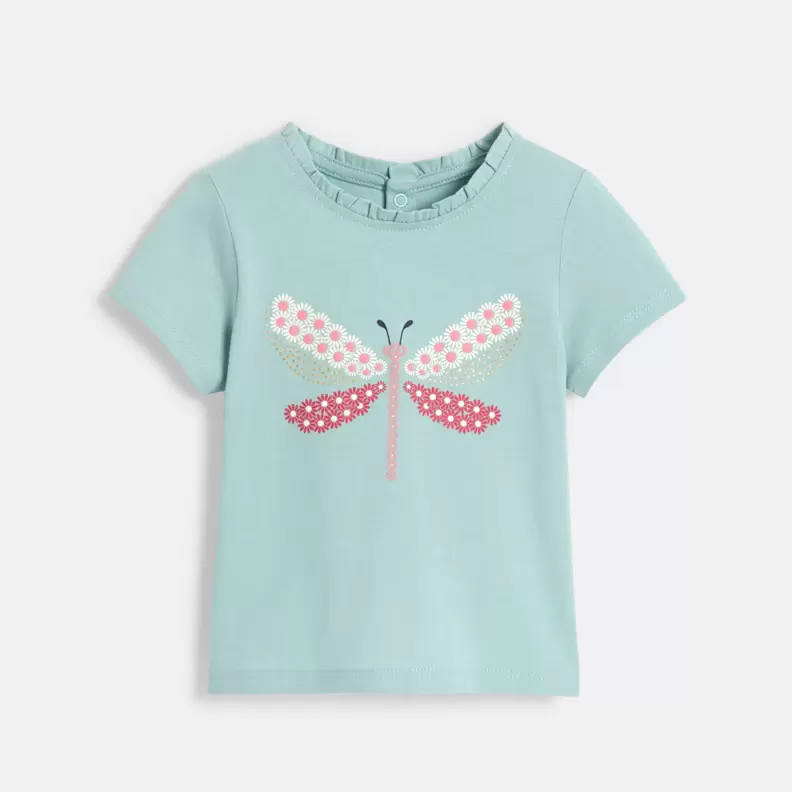 T-shirt libellule en relief bleu bébé fille offre à 89 Dh sur Okaidi