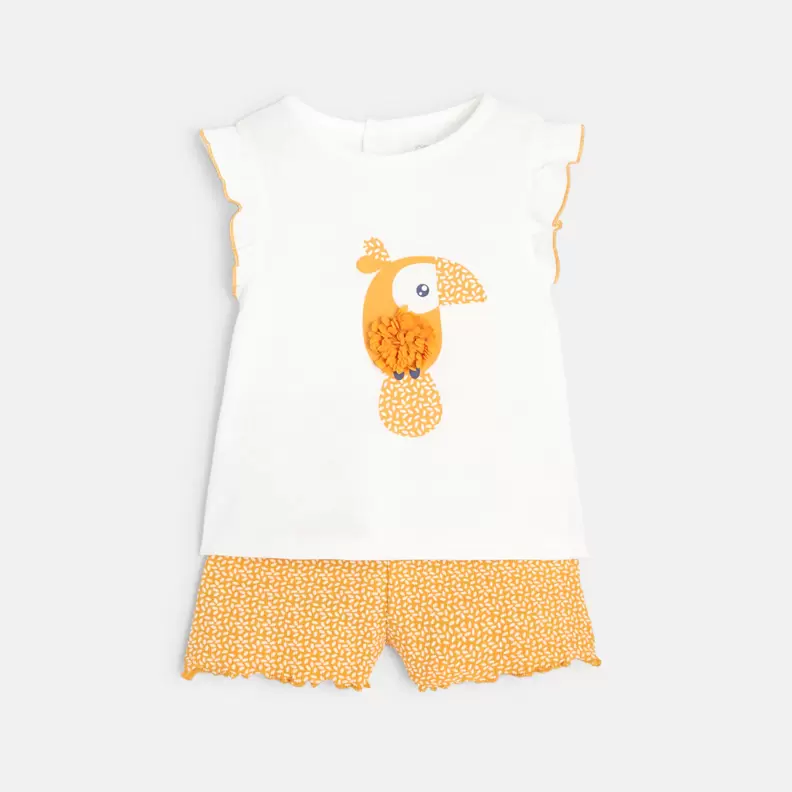 Pyjama court oiseau jaune bébé fille offre à 199 Dh sur Okaidi