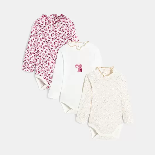 Body manches longues petit col rose bébé fille (lot de 3) offre à 289 Dh sur Okaidi