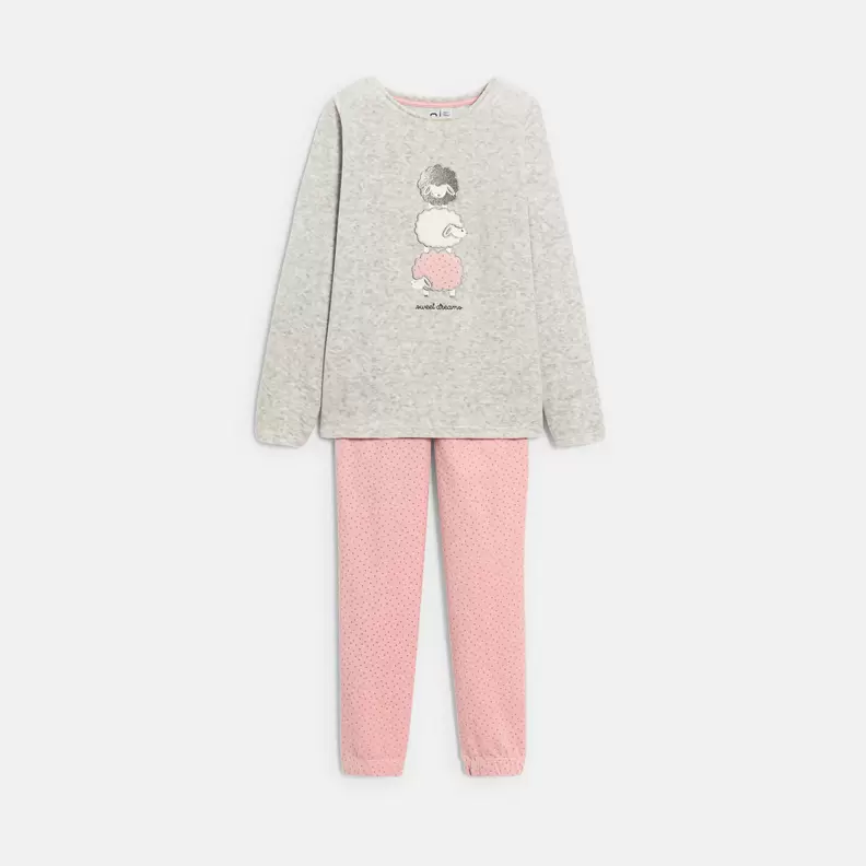 Pyjama 2 pièce en velours gris Fille offre à 299 Dh sur Okaidi