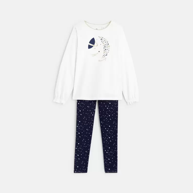 Pyjama 2 pièces en jersey blanc fille offre à 289 Dh sur Okaidi