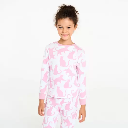 Pyjama 2 pièces en jersey motif chat rose Fille offre à 209 Dh sur Okaidi