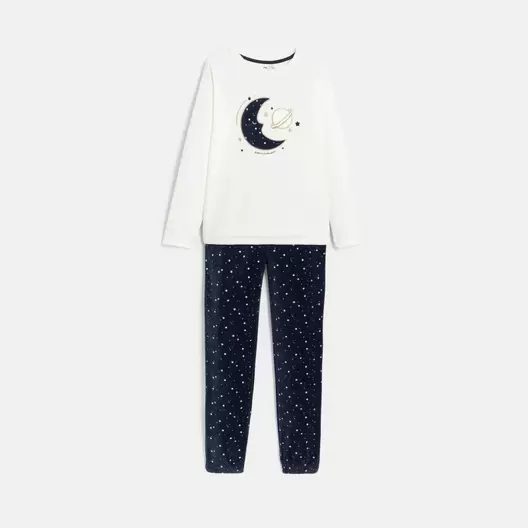 Pyjama 2 pièces en velours blanc Fille offre à 299 Dh sur Okaidi