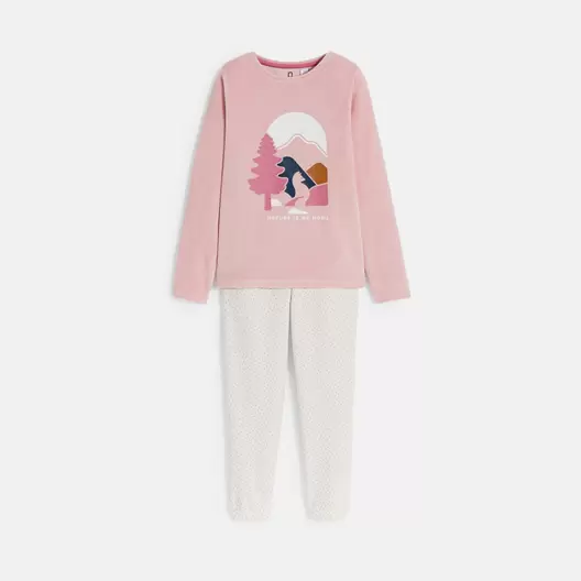 Pyjama 2 pièces en velours rose Fille offre à 299 Dh sur Okaidi