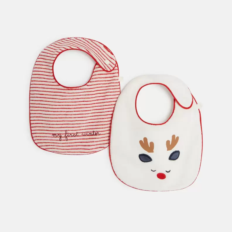 Bavoir renne rouge bébé fille (lot de 2) offre à 159 Dh sur Okaidi