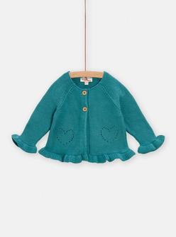 Cardigan turquoise en tricot pour bébé fille offre à 19,99 Dh sur Du Pareil au Même
