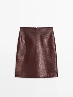 Jupe craquelée en cuir nappa offre à 2799 Dh sur Massimo Dutti