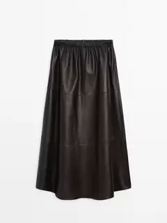 Jupe midi en cuir nappa offre à 3999 Dh sur Massimo Dutti