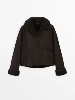 Manteau court en cuir retourné offre à 12999 Dh sur Massimo Dutti