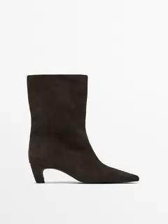 Bottines à talon en croûte de cuir offre à 2399 Dh sur Massimo Dutti