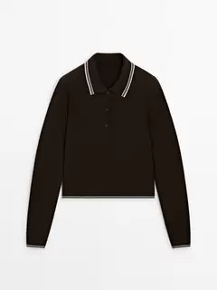 Pull en maille à col polo avec contrastes offre à 799 Dh sur Massimo Dutti