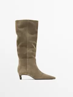 Bottes à talon en croûte de cuir offre à 2999 Dh sur Massimo Dutti