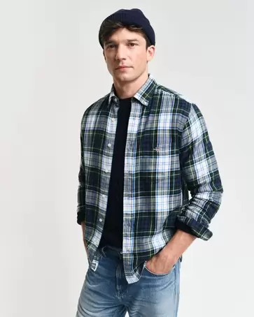 Chemise regular fit en flanelle à carreaux offre à 130 Dh sur GANT