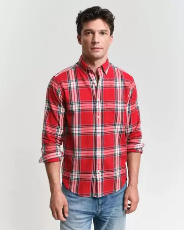 Chemise regular fit en flanelle à carreaux offre à 130 Dh sur GANT