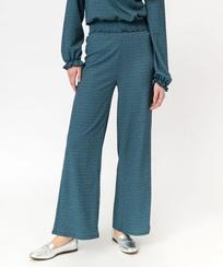 Pantalon large en maille texturée et extensible imprimé femme offre à 18,19 Dh sur GÉMO