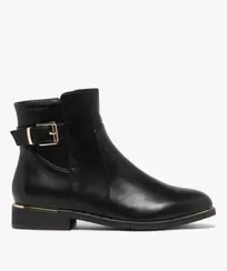 Bottines femme à zip avec semelle à liseré doré bout amande offre à 27,99 Dh sur GÉMO