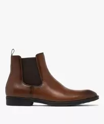 Boots homme Chelsea bout amande dessus lisse offre à 39,99 Dh sur GÉMO